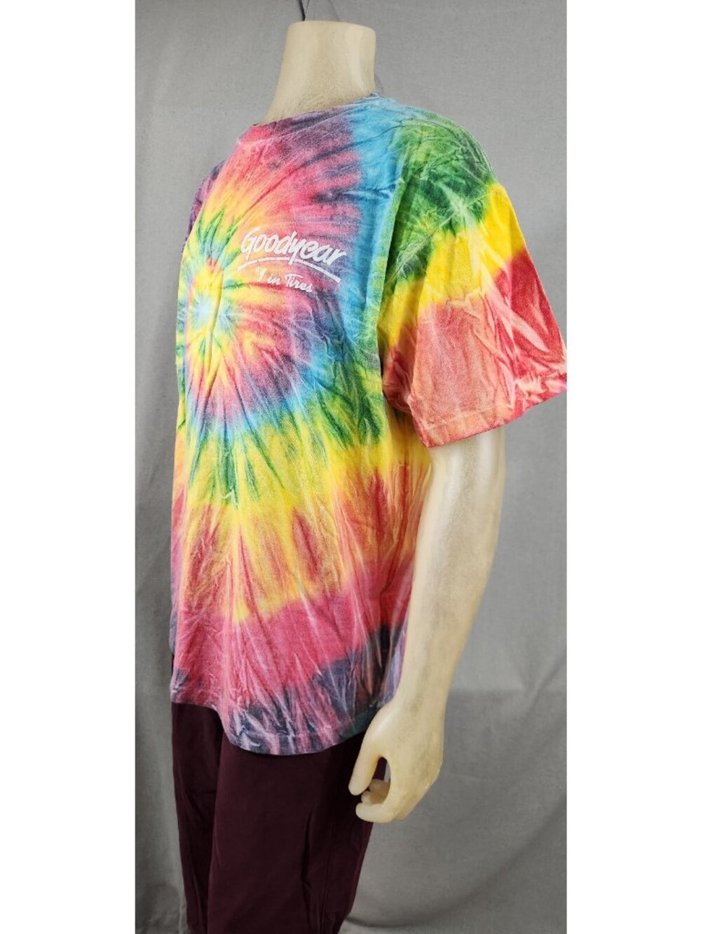 Vintage Jewel Tones Tie Dye Rainbow Spiral Single Stitch XL XLARGE T Shirt Top - Picture 5 of 6